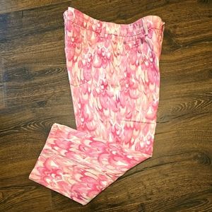 Bandolino Pink Anklette Capri Pants Women's Size 14 Tatyana Mosiac